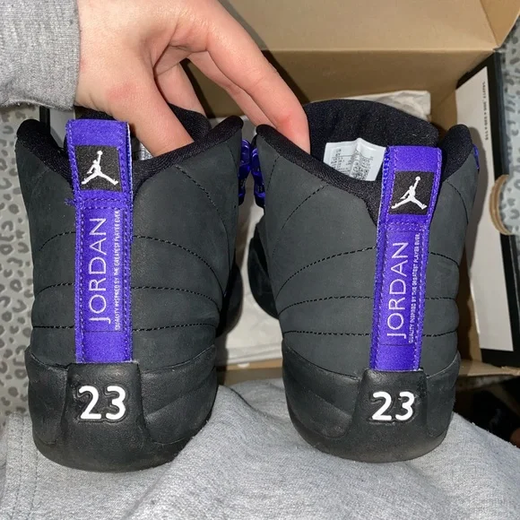 Jordan 12s dark Concord Black with metallic purple - Picture 3 of 5
